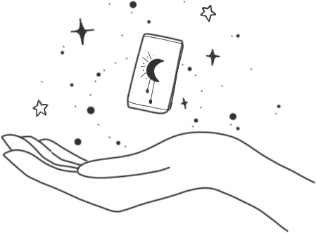 Illustration représentant la cartomancie avec une main avec des étoiles et des cartes