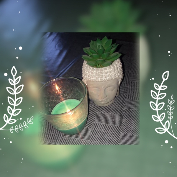 bougies chakras verte parfumées à l'huile essentielle de niaouli